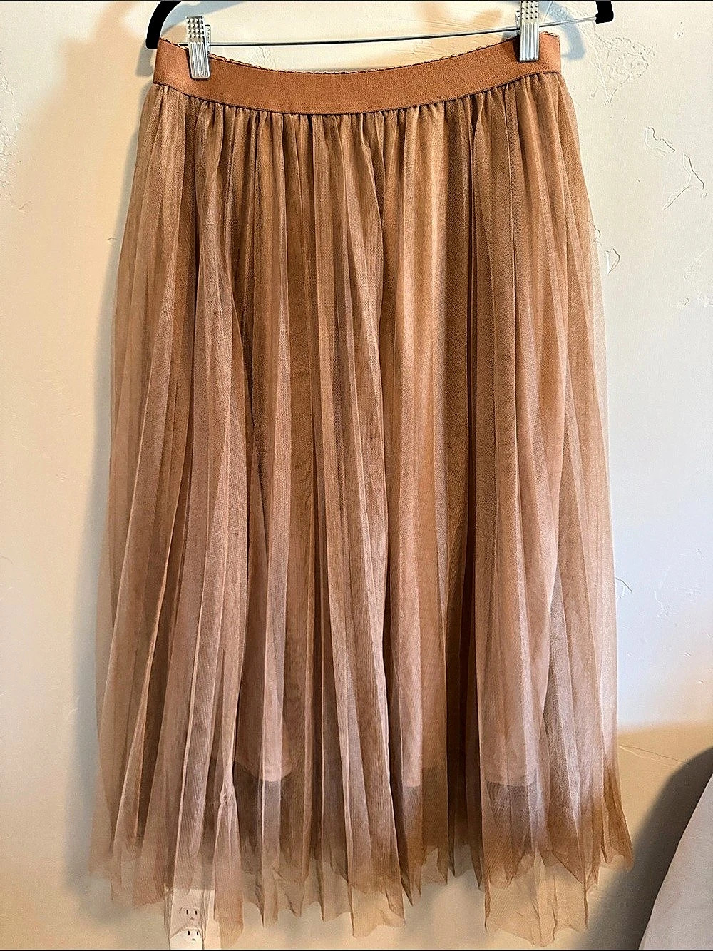 SHEIN Women's Midi Tulle Skirt Brown Size Large